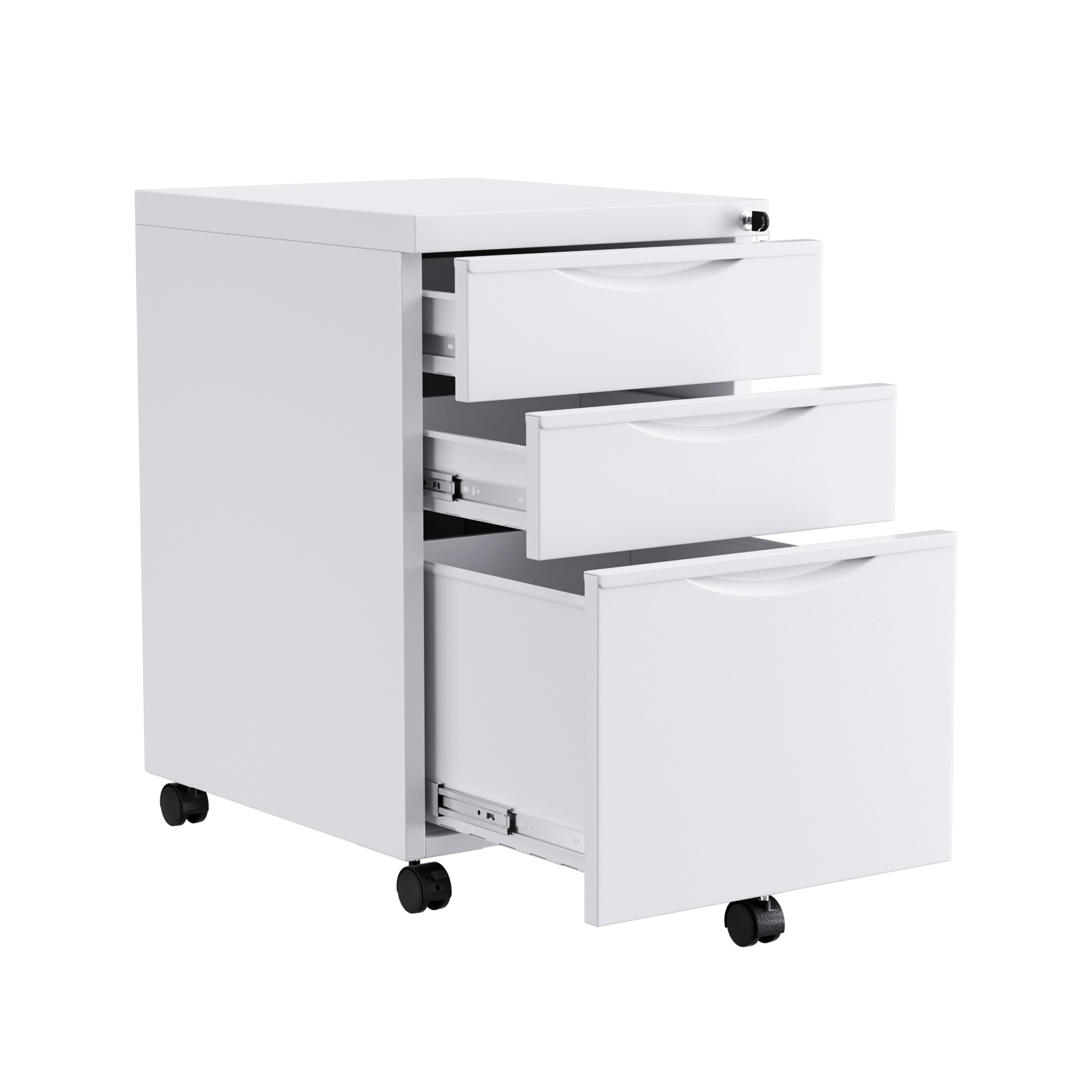 Aurora Modern SOHO Design 3Drawer Metal Mobile File with Lock Key Sliding Drawer
