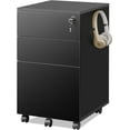 3 Drawer File with Lock, Small Rolling Filing Under