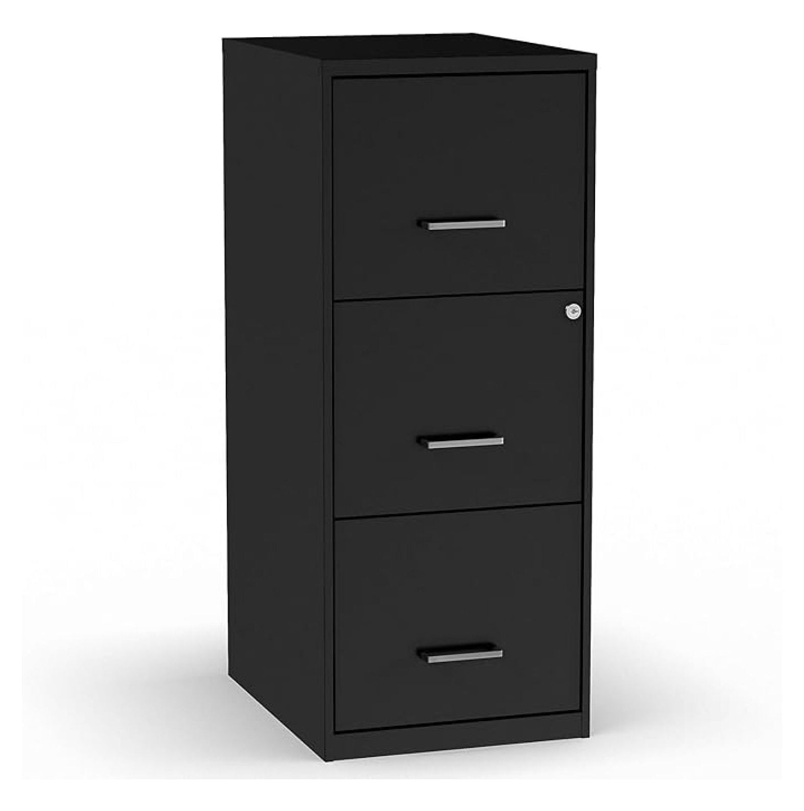 3-Drawer Filing Cabinet, Letter Size, Lockable - Black Office File Cabinet