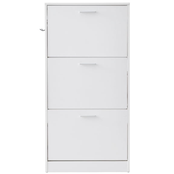 3-Drawer Flip Shoe Cabinet with Hooks, Entryway Shoe Storage Organizer for Boots, Heels, Slippers in Hallway, Living Room