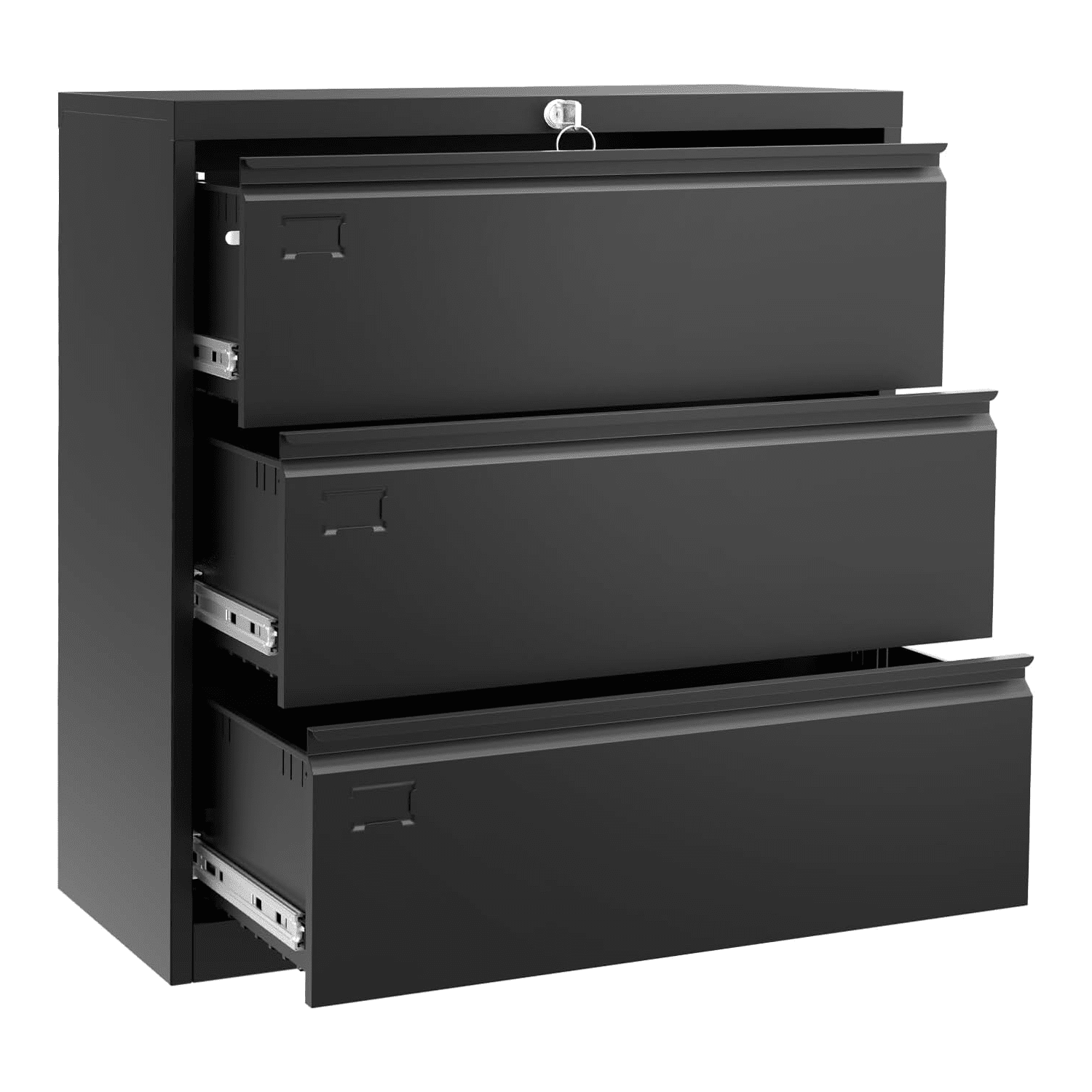 3 Drawer Lateral File Cabinet,Heavy Duty Lockable Filing Cabinet, Large Metal Storage File Cabinet for for Letter, Legal, A4 Files, Black
