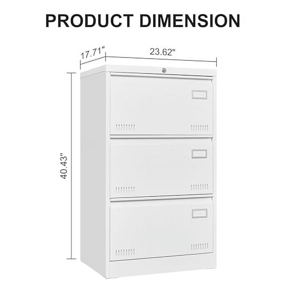 3 Drawer Lateral File Cabinet with Lock, Metal Filing Cabinet for Home ...