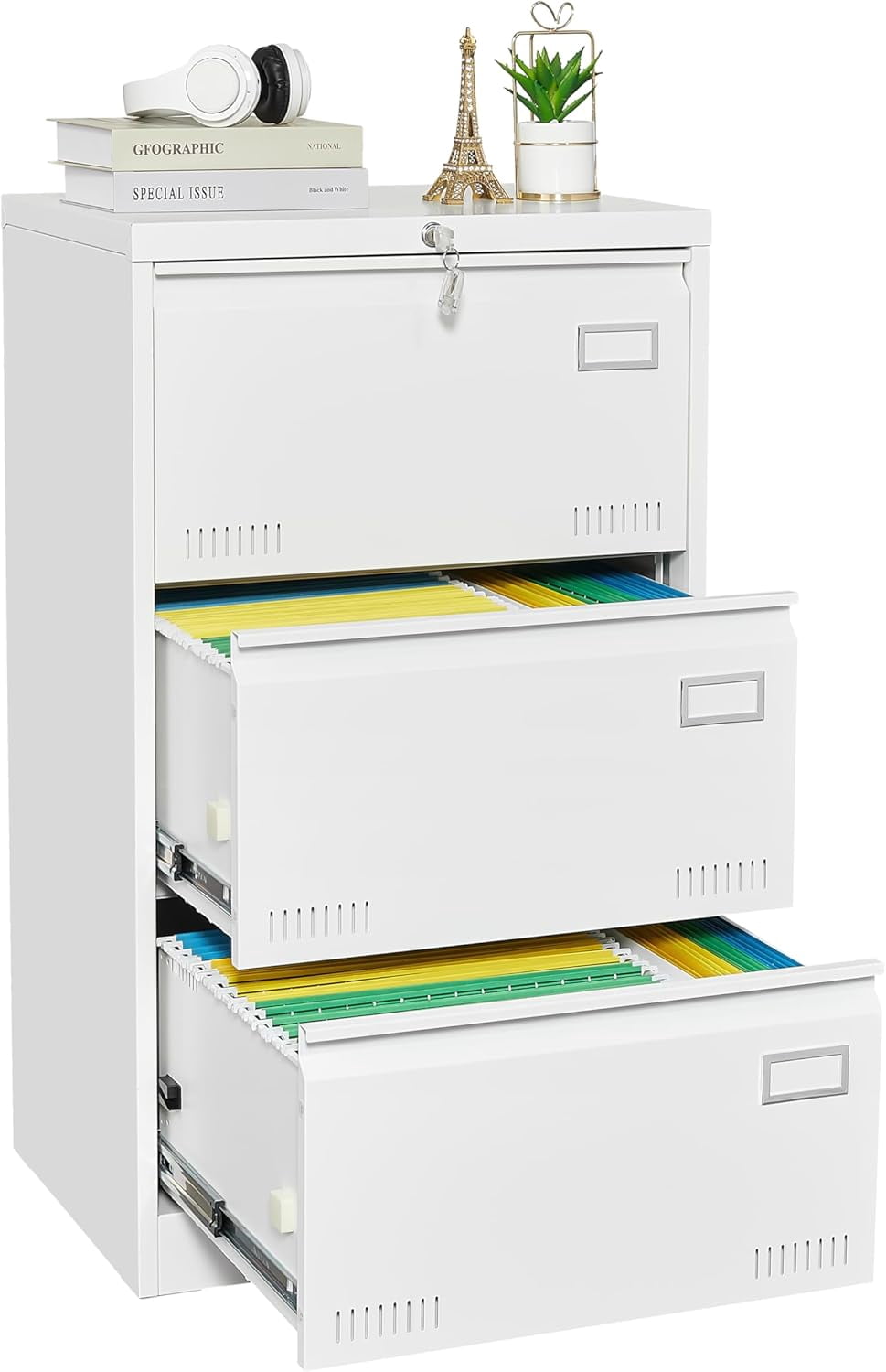 PENGFEI 2 Drawer Lateral File Cabinet Metal Filing Storage Cabinet With - View #3
