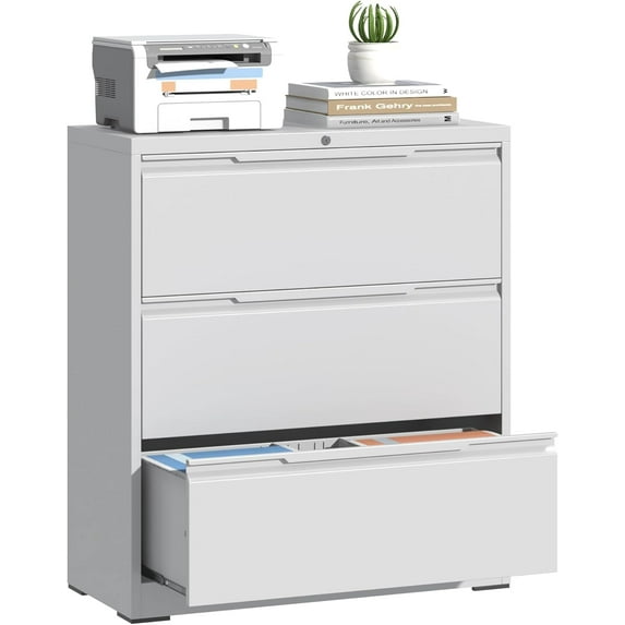 3 Drawer Lateral File Cabinet with Lock, Metal Filing Cabinets for Home ...