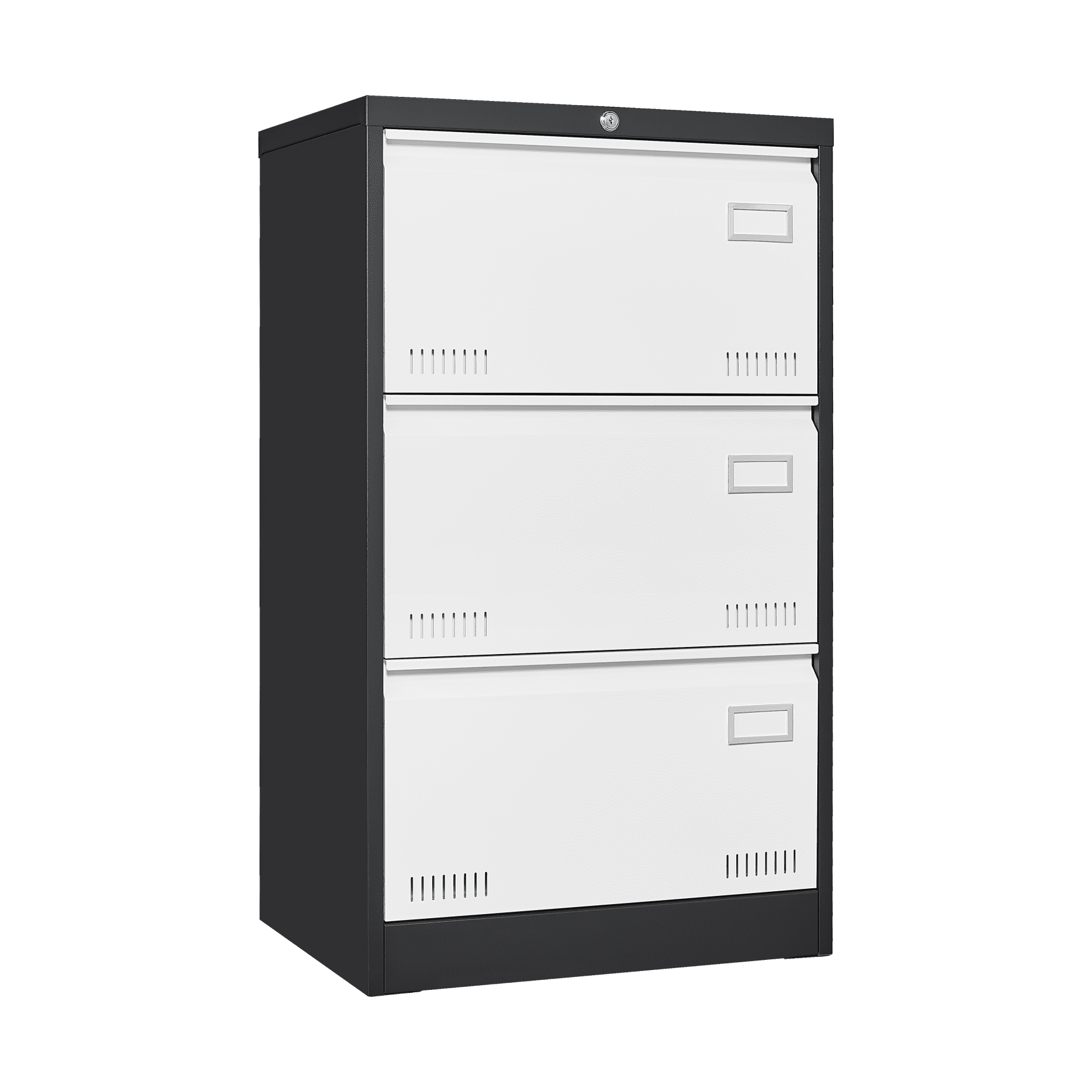 Black and White 3-Drawer Lockable Metal Lateral File Cabinet