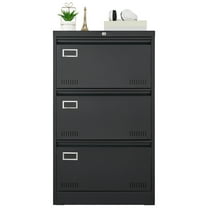 3 Drawer Lateral File Cabinet, Metal Lockable File Cabinet With Lock For Legal/Letter/A4/F4, Locking Filing Cabinet With Anti Tipping Function For Home Office