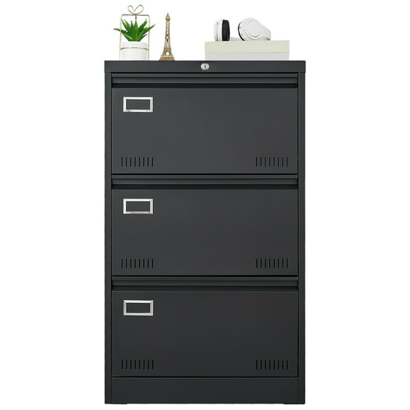 3 Drawer Lateral File Cabinet, Metal Lockable File Cabinet With Lock For Legal/Letter/A4/F4, Locking Filing Cabinet With Anti Tipping Function For Home Office