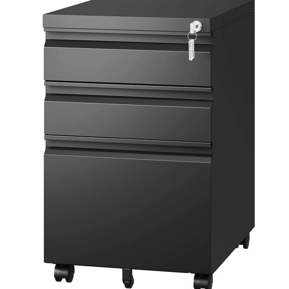 3-Drawer Lockable Metal Filing Cabinet, Modern Design for Office Space