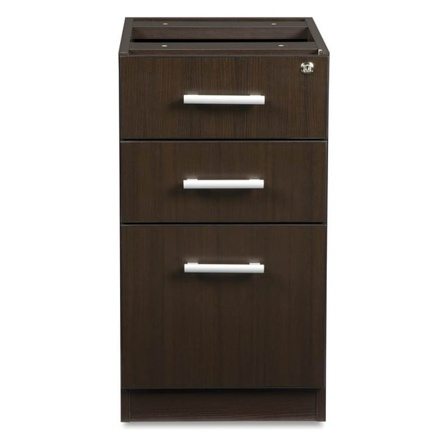 3-Drawer Locking Pedestal Filing Cabinet in Espresso