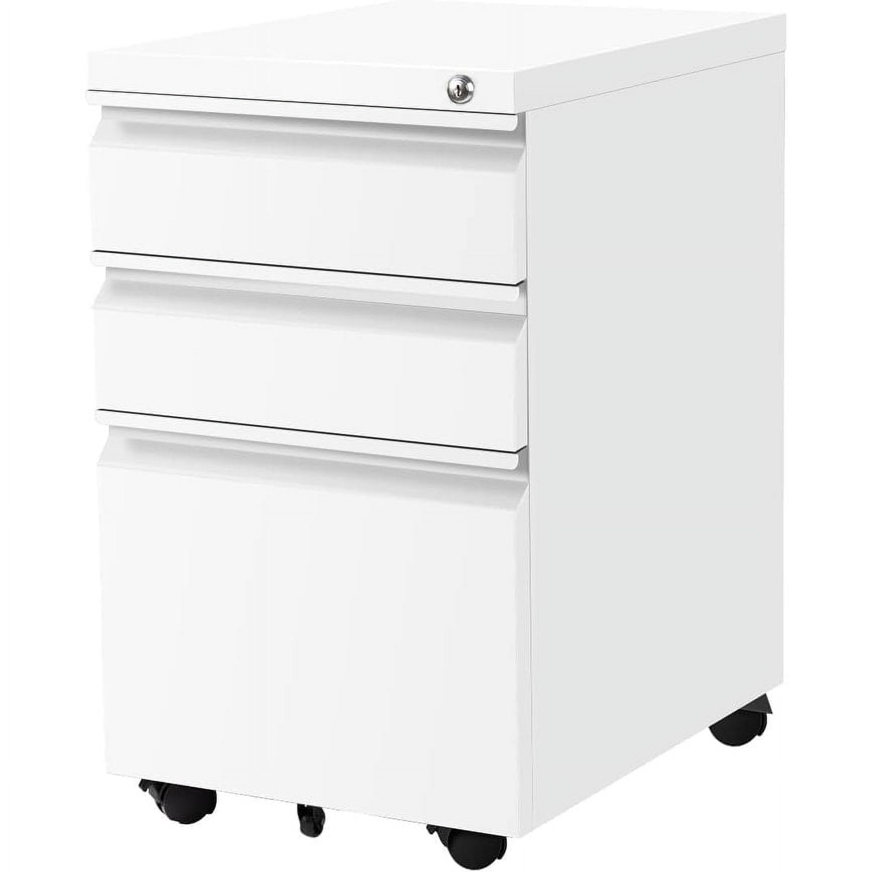3 Drawer Metal File with Lock WhiteMobile