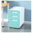 thumbnail image 1 of 3 Drawer Metal File Cabinet with Locking Wheels, Anti-Tilt Design for A4/Legal/Letter Files, Mobile Lockable Storage for Home Office in White+Green, 1 of 9