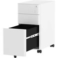 thumbnail image 1 of 3-Drawer Metal Filing Cabinet Office Drawers with Keys, Compact Slim Portable File Cabinet, Pre-Built Office Storage Solution for A4/Letter/Legal, White, 1 of 15