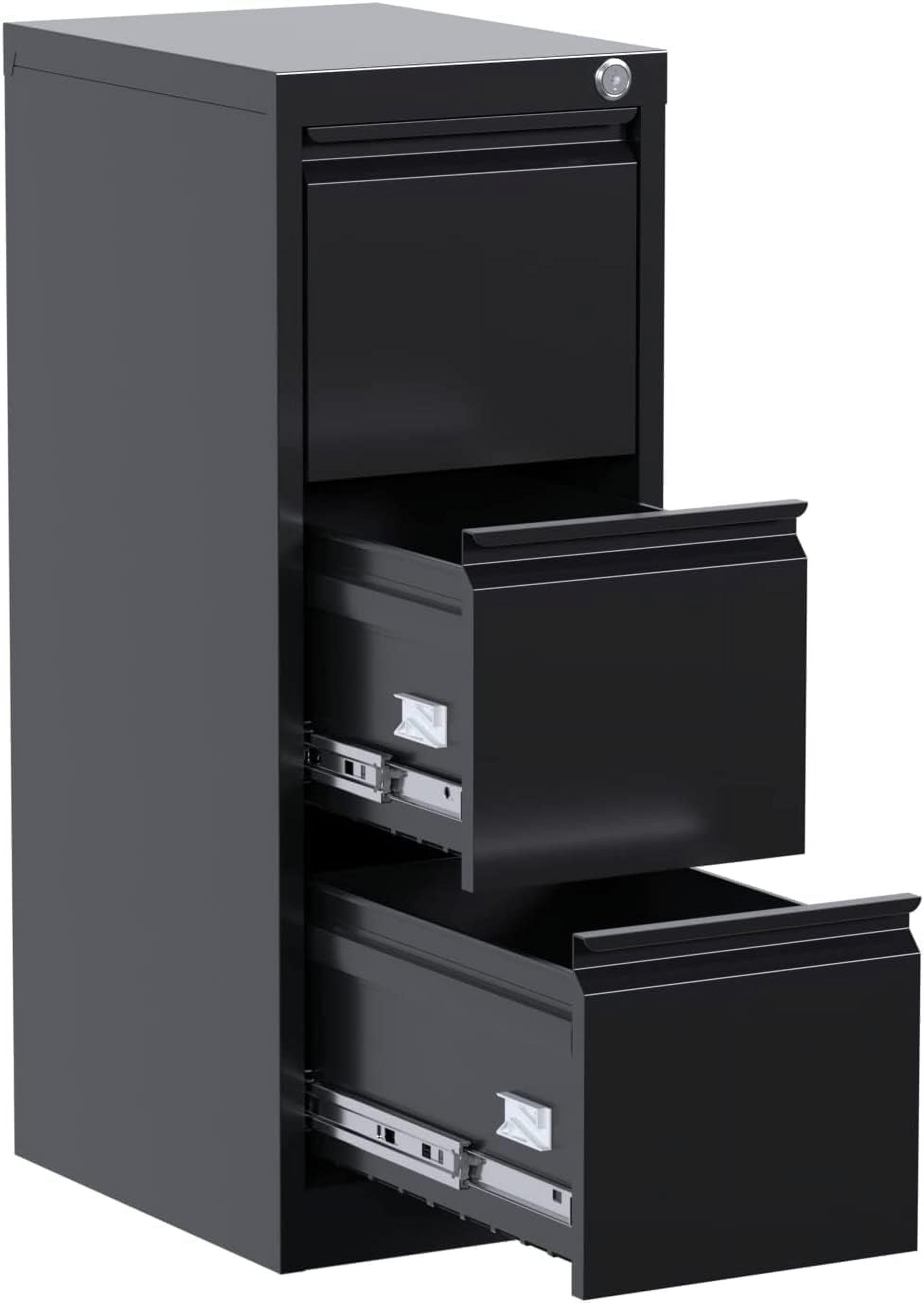 3 Drawer Metal Vertical File Cabinet with Lock, Narrow Filing Cabinet ...