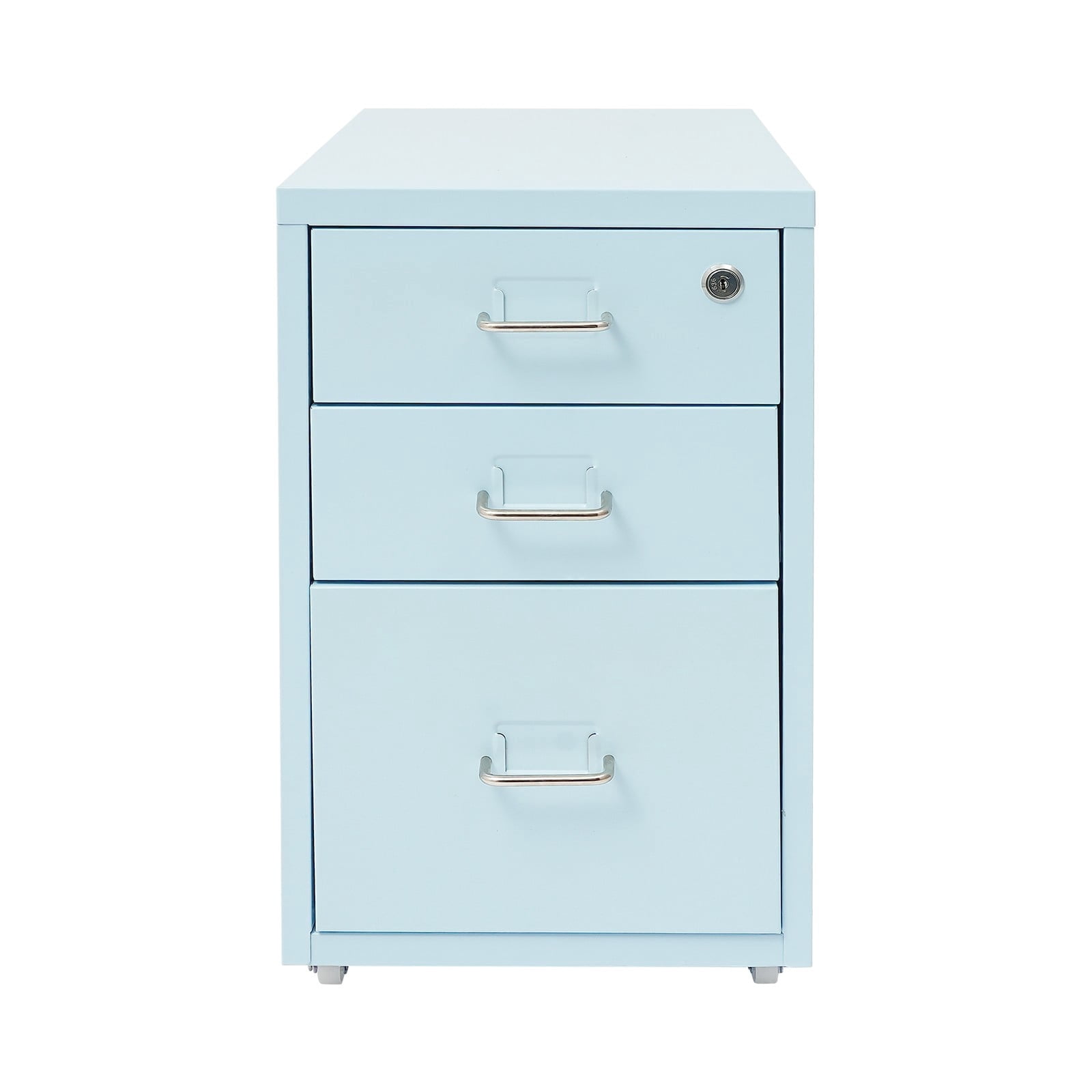 Shangmakel 3-Drawer Metal Vertical File Cabinet, Narrow Mobile File Cabinet with Lock and 2 Keys, Under Desk Storage Drawer for Study Home 11 * 16 * 18.3in