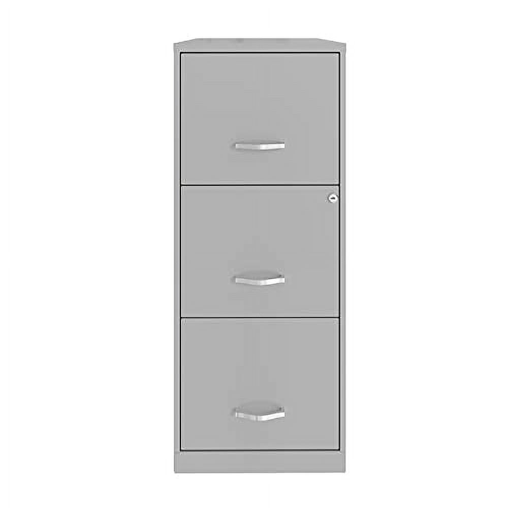 3 Drawer Metal Vertical File With Lock, LetterSize, In Gray