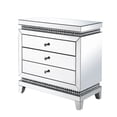 thumbnail image 1 of 3 Drawer Mirrored Chest with Faux Crystal Inlays, Silver- Saltoro Sherpi, 1 of 6