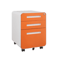thumbnail image 1 of 3-Drawer Mobile File Cabinet with 5-Wheel Design, Anti-Tilt Design Vertical Metal Filing Cabinet with Folding Key for Legal/Letter/A4 File Storage, Orange, 1 of 9