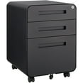 thumbnail image 1 of 3 Drawer Mobile File Cabinet Under Desk Office,Simple Style Versatile Storage Cabinet for Legal/Letter/A4 Files, 5 Wheel Design Anti-Tilting Cold RolLED Steel Waterproof Moisture-Proof Black, 1 of 1