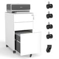 thumbnail image 1 of 3-Drawer Mobile File Cabinet with Lock, All-Steel Metal Storage on Wheels, Two Shallow & One Deep Drawer for Office/Home, Fully Assembled, White, 110lbs/Drawer, Anti-Tip Design, 1 of 7