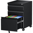 thumbnail image 1 of 3 Drawer Mobile File Cabinet with Lock, Under Desk Metal Rolling Filing Cabinets for Home Office Organizer Letters/Legal/A4 (Black- Requires Installation) (Black), 1 of 15