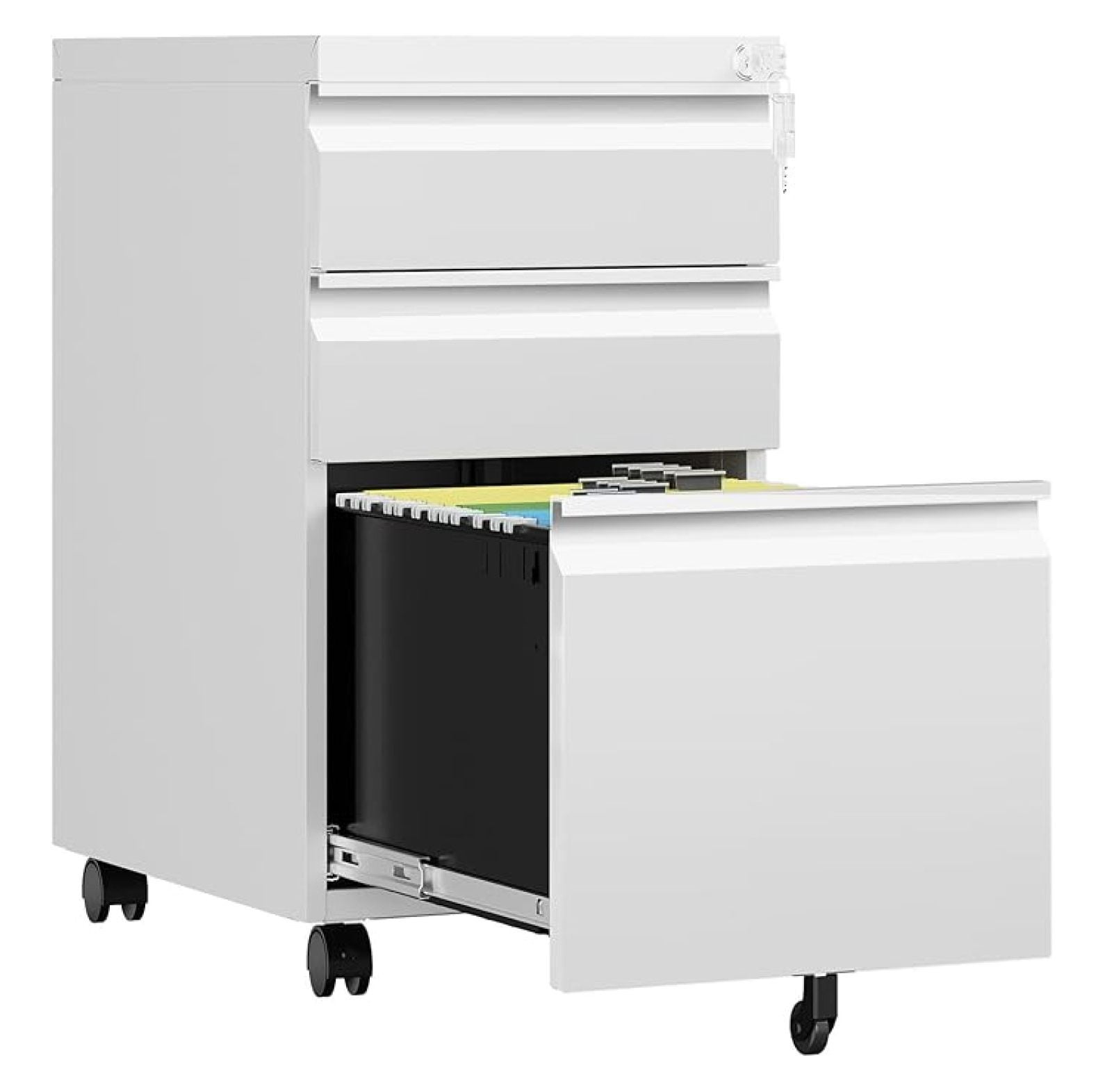 3 Drawer Mobile File Cabinet with Lock, Rolling File Cabinets for Home ...