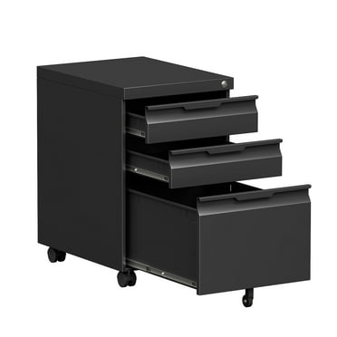 Bestoo 3 Drawer Mobile File Cabinet, Metal Lockable Rolling File Cabinet for Home Office, Fit Letter/Legal/A4 Size (Black)