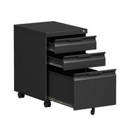 Bestoo 3 Drawer Mobile File Cabinet, Metal Lockable Rolling File Cabinet for Home Office, Fit Letter/Legal/A4 Size Black