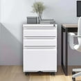 thumbnail image 1 of 3-Drawer Mobile File Cabinet Modern Design Fully Assembled Metal Filing Cabinet with Lock for Home Office, Organizer for Letter/Legal/A4 Files,Secure Storage with Wheels ,White, 1 of 6