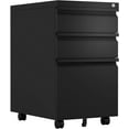 thumbnail image 1 of 3 Drawer Mobile File Cabinet Under Desk Office, 3 Drawer Locking File Cabinet, Fully Assembled Except Casters, Letter/Legal Size (Black), 1 of 14
