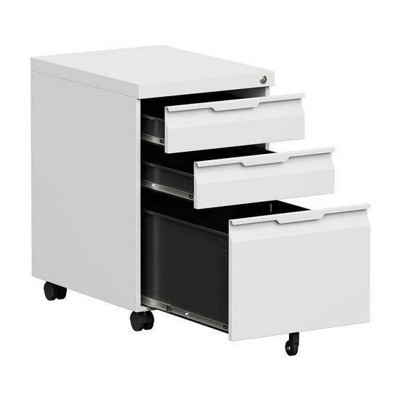 3 Drawer Mobile File Cabinet, Under Desk Storage Cabinet with Wheels, Metal Office Filling Cabinet for A4/F4/Letter, Assembly Required
