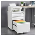 3 Drawer Mobile File Under Desk,White Metal Filing with