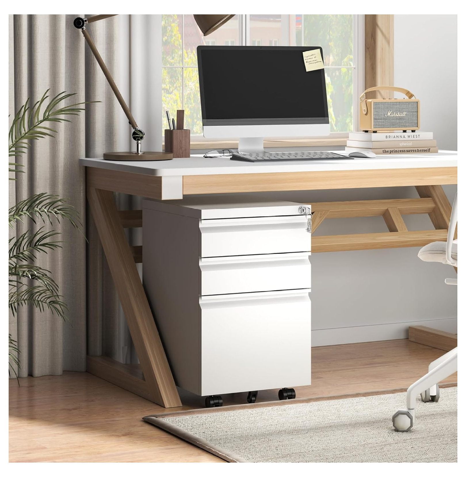 3 Drawer Mobile File Vertical File with Wheels, Fully