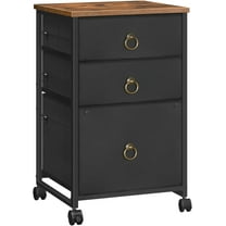 3-Drawer Mobile File Cabinet, Vertical Filing Cabinet, Under Desk Storage Drawers for Home Office, Rolling Printer Stand, A4/Letter-Sized, Nonwovens Drawer, Rustic Brown and Black BFK30WJ01