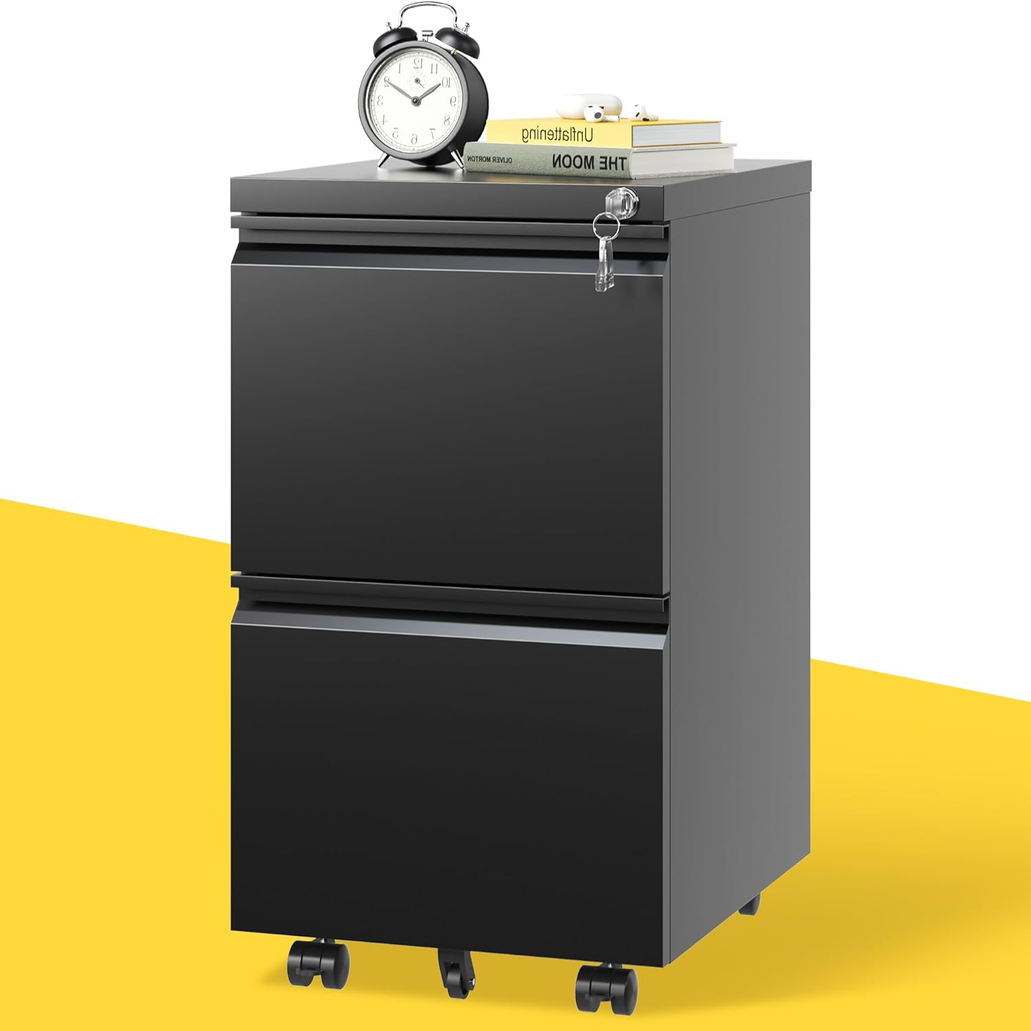 3 Drawer Mobile File White Metal Under Desk Filing