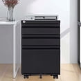 thumbnail image 1 of CQSXDA Modern Metal 3 Drawer Mobile File Cabinet -  Assembled Organizer for Home Office with Lock and Wheels, Black, 1 of 10