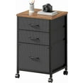 thumbnail image 1 of 3 Drawer Mobile File Cabinet with Wheels Fabric Vertical Filing Cabinet fits A4 or Letter Size for Home Office,Rustic Brown, 1 of 14