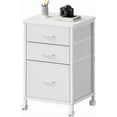 thumbnail image 1 of 3 Drawer Mobile File Cabinet with Wheels Fabric Vertical Filing Cabinet fits A4 or Letter Size for Home Office,White, 1 of 14