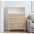 thumbnail image 1 of 3-Drawer Modern Storage Cabinet - Antique Brown & White, Multi-Use for Bedroom Clothes, Kitchen Utensils, Dining Room Organization, 1 of 9