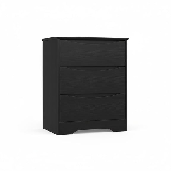 3-Drawer Modern Wooden Dresser Tall Storage Chest with Wide Top for Bedroom Living Room Hallway - Black