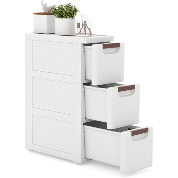 3-Drawer Narrow Storage Cabinet, Slim Rolling Cart