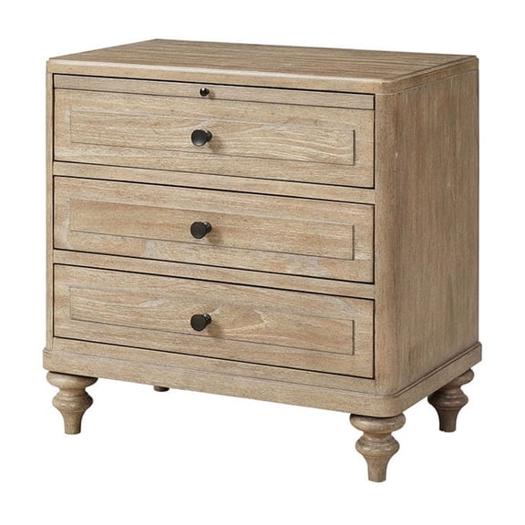 3 - Drawer Nightstand with USB and Cedar | Perfect for Bedroom Bedside Use | Sand Finish, Felt - Lined Drawer | Addresses Nightstand Bedroom Use and Functionality