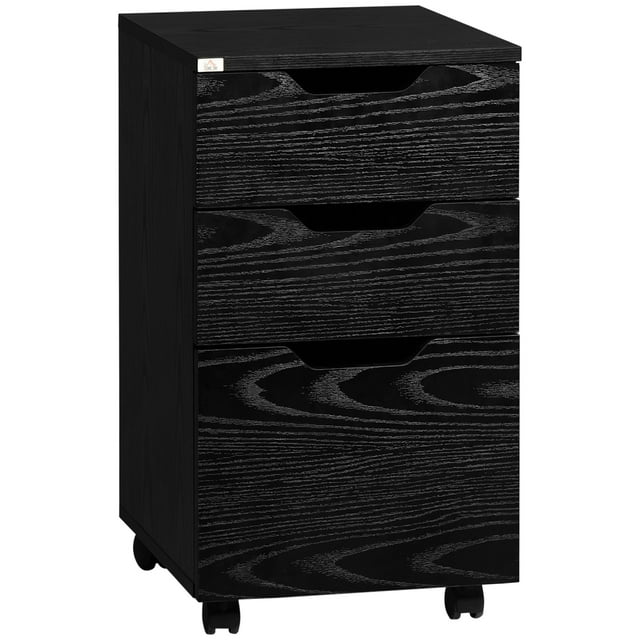 3 Drawer Office Storage Under Desk With Wheels, Black