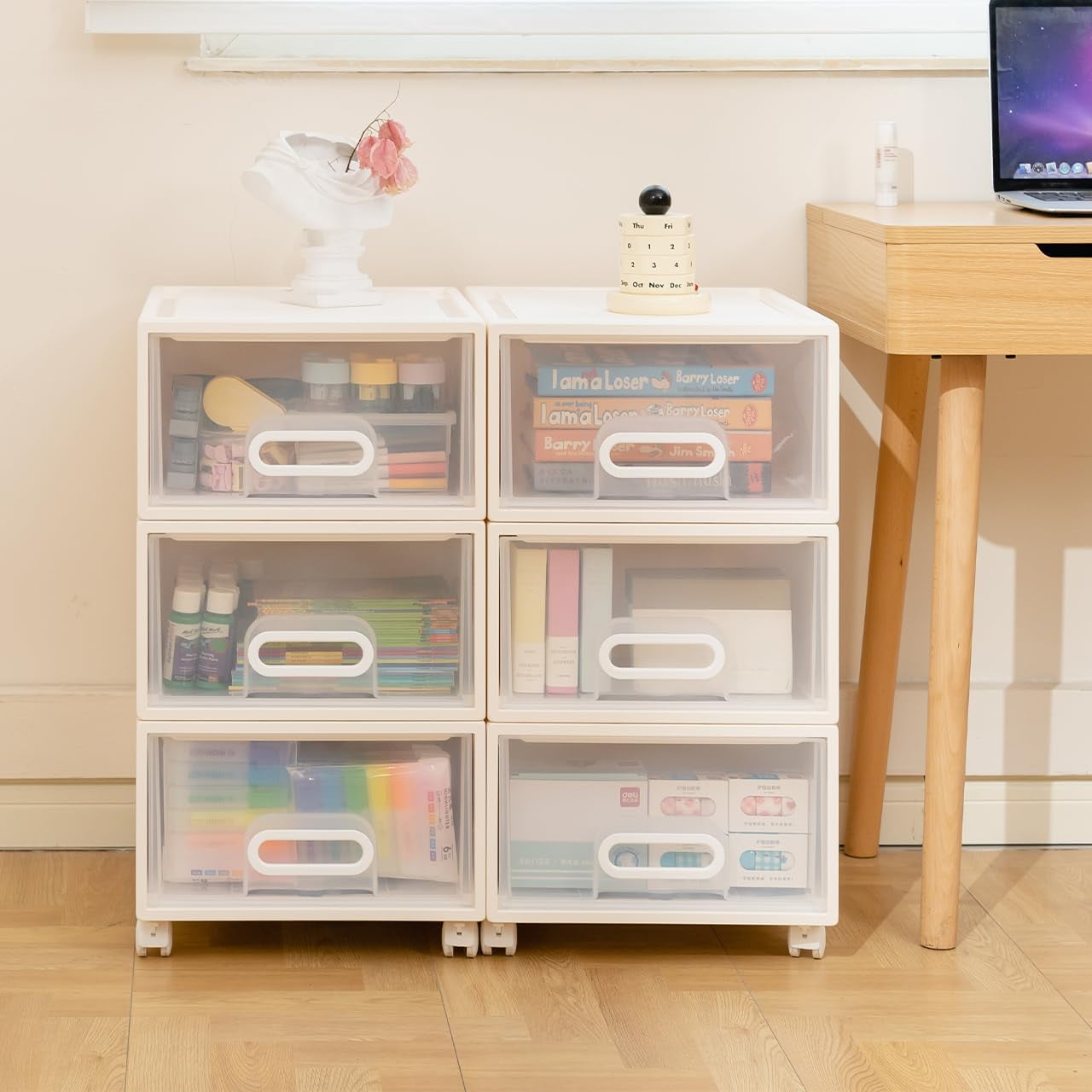 3 Drawer Plastic Drawers Storage Stackable Drawers Clear Storage Cart