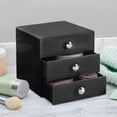 thumbnail image 1 of 3-Drawer Plastic Vanity Organizer, Compact Storage Set for Cosmetics, Dental Supplies, Black, 1 of 5