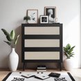 thumbnail image 1 of 3 Drawer Rattan Dressing Table, Nightstand Table Dressing Drawer Chest with Metal Handles, Farmhouse Rattan Dressing Storage Table for Closet Storage of Clothes, Cosmetics, Black, 1 of 8