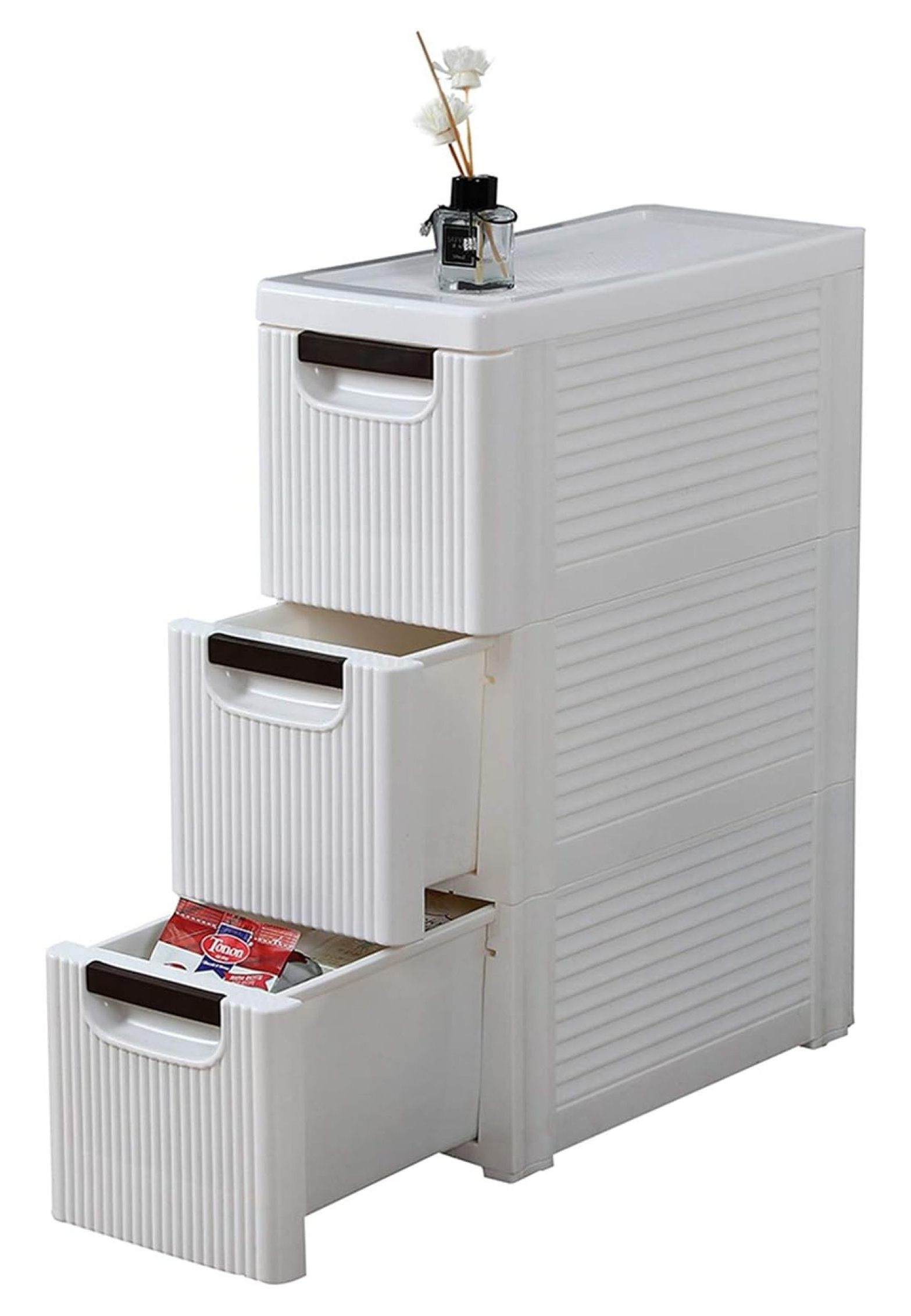 3Drawer Rolling Cart Organizer Unit with Wheels Narrow Slim Container Storage for