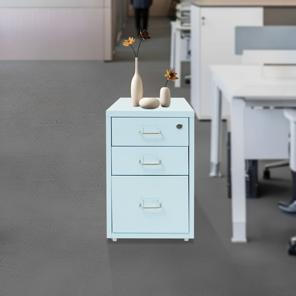 3-Drawer Rolling File Cabinet Lockable Cold-Rolled Steel 111619 in Mobile Cart