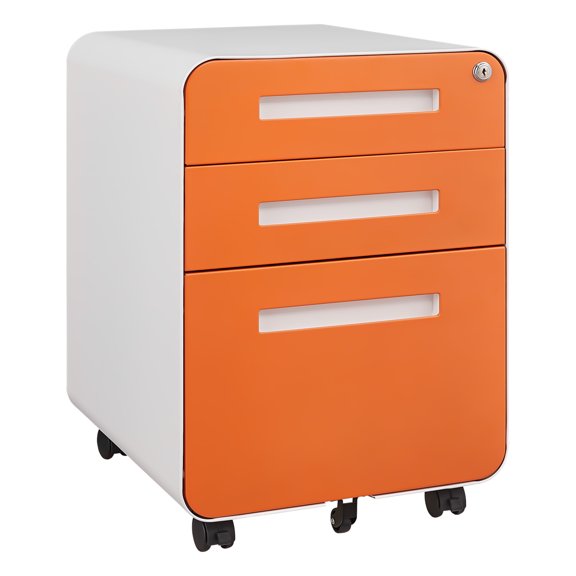3-Drawer Rolling File Cabinet with Lock – Mobile Carbon Steel Storage