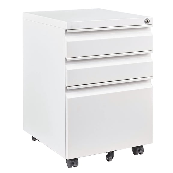 3 Drawer Rolling Metal File Cabinet, Locking, Under Desk Home Office Use