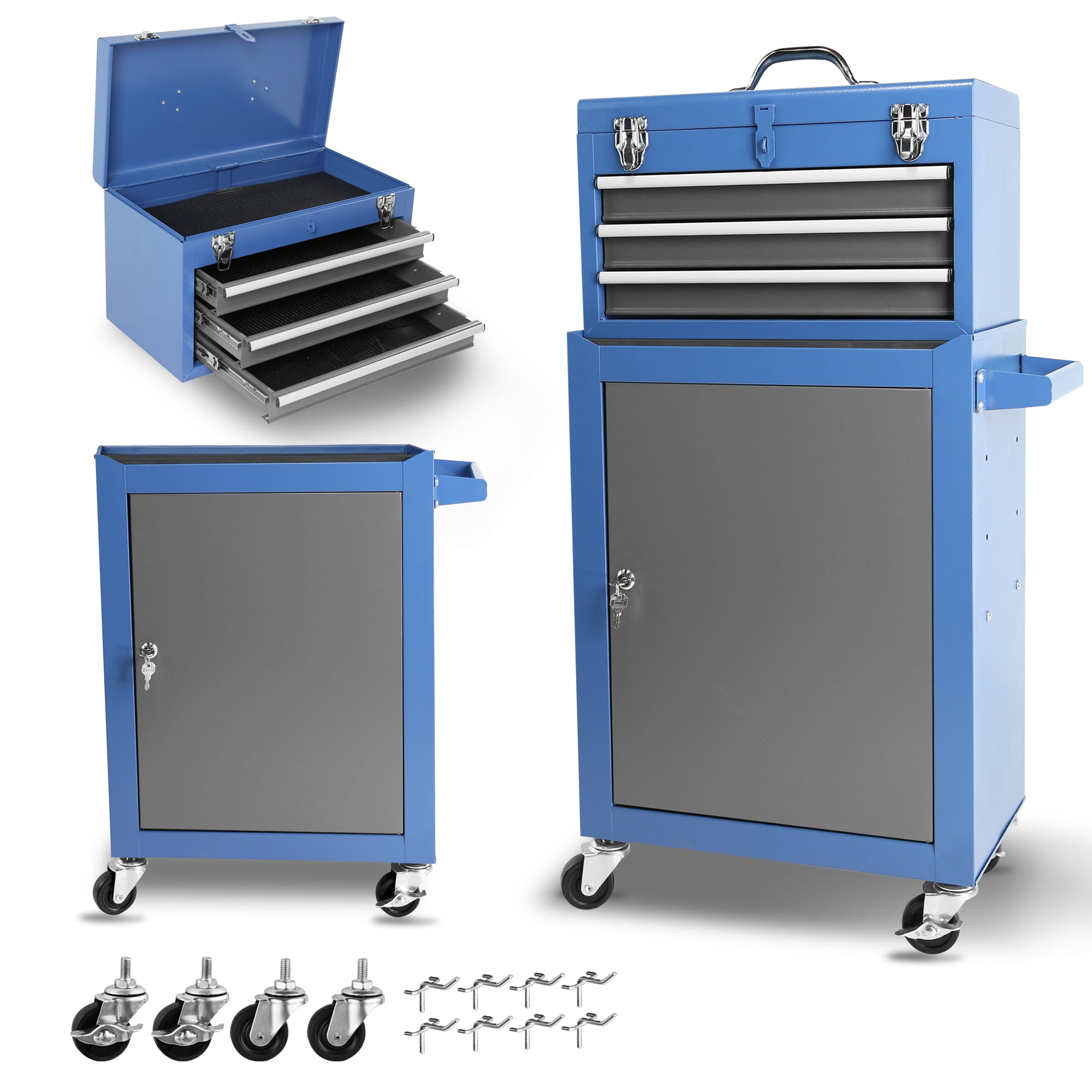 3Drawer Rolling Tool Chest with Wheels, Tool Chest with Large Storage and Adjustable